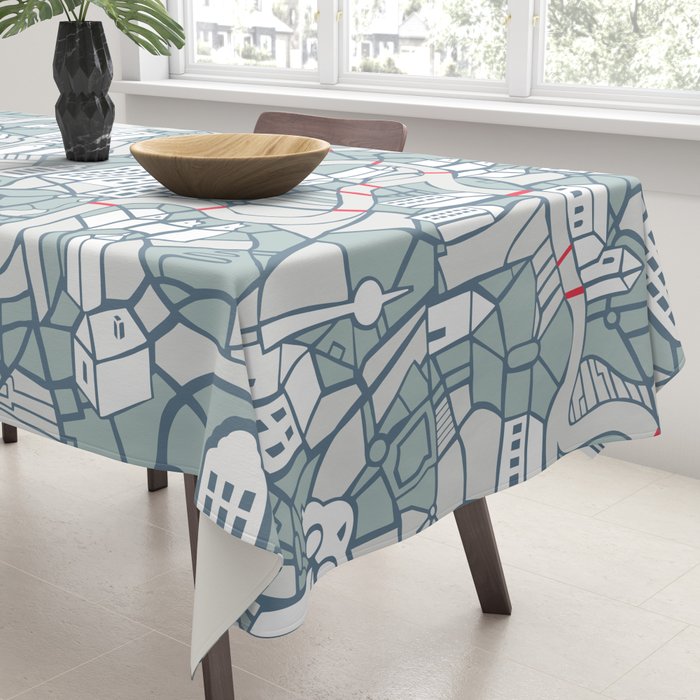 ma ville mon amour; City life collection blue teal  Tablecloth Gallery Image 3