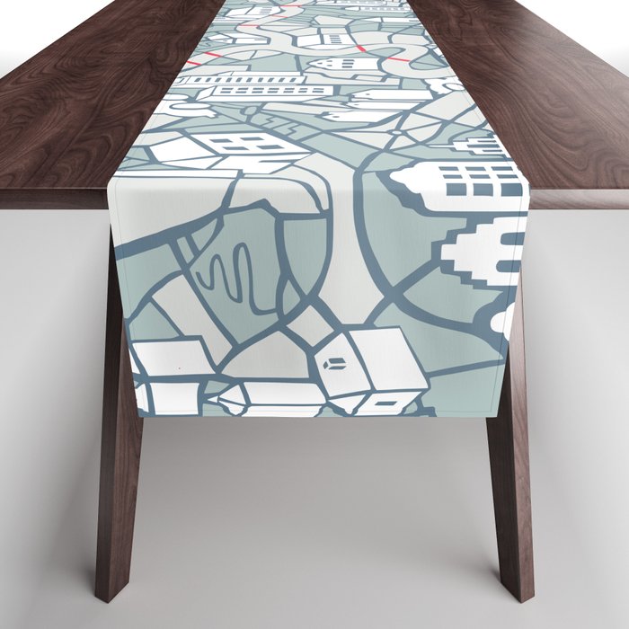 ma ville mon amour; City life collection blue teal  Table Runner Gallery Image 1