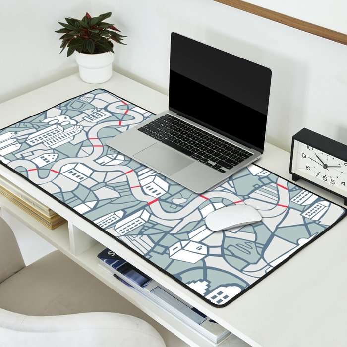 ma ville mon amour; City life collection blue teal  Desk Mat Gallery Image 2