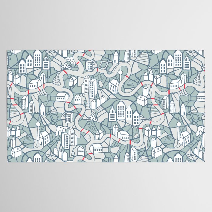 ma ville mon amour; City life collection blue teal  Tablecloth Gallery Image 2