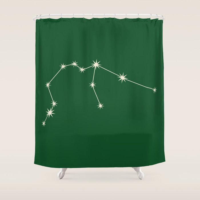 Aquarius Zodiac Star Constellation Line Art Green Shower Curtain Gallery Image 1
