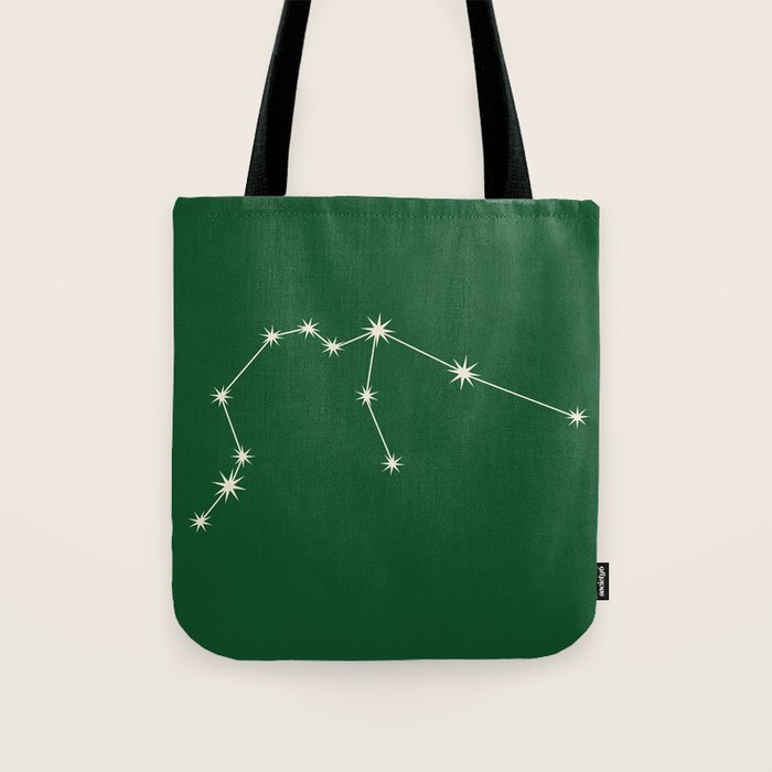 Aquarius Zodiac Star Constellation Line Art Green Tote Bag Gallery Image 1