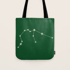 Aquarius Zodiac Star Constellation Line Art Green Tote Bag Gallery Image 1