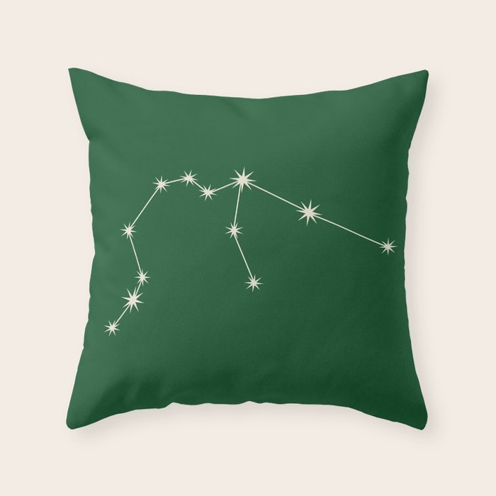 Aquarius Zodiac Star Constellation Line Art Green Throw Pillow Gallery Image 1