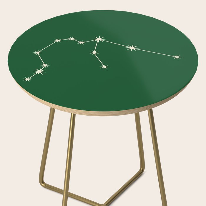 Aquarius Zodiac Star Constellation Line Art Green Side Table Gallery Image 2