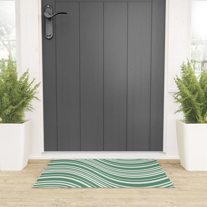 Wavy Stripes XXXIX - Kelly Green Welcome Mat Gallery Image 3