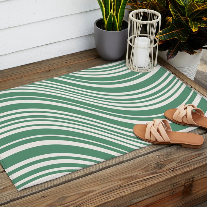 Wavy Stripes XXXIX - Kelly Green Outdoor Rug Gallery Image 2