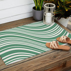 Wavy Stripes XXXIX - Kelly Green Outdoor Rug Gallery Image 2