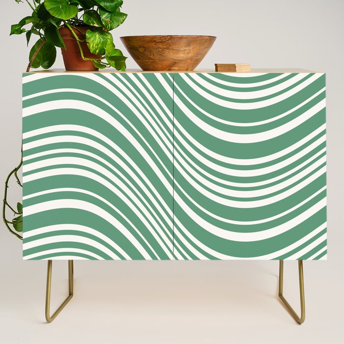 Wavy Stripes XXXIX - Kelly Green Credenza Gallery Image 1