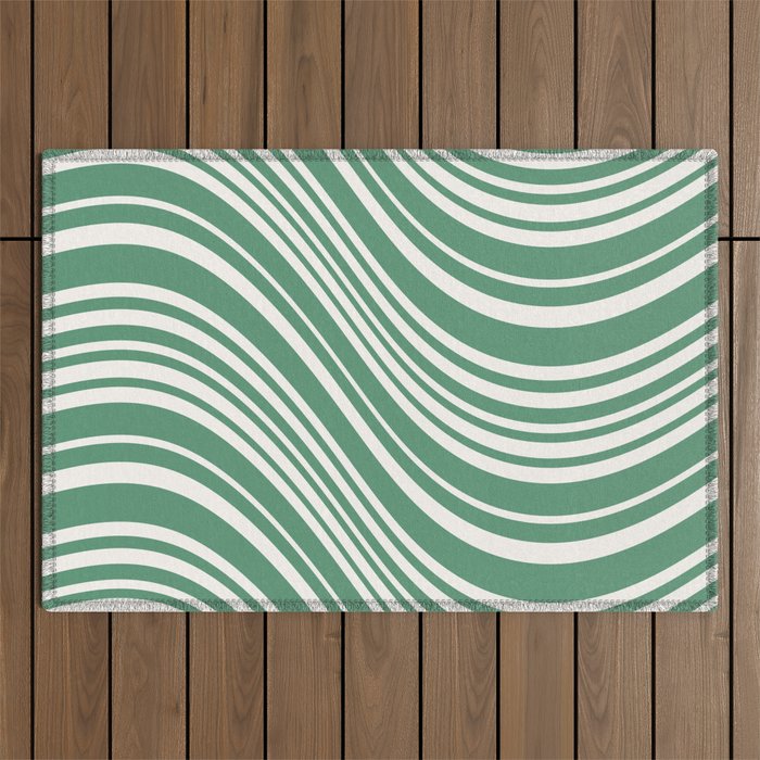 Wavy Stripes XXXIX - Kelly Green Outdoor Rug Gallery Image 1