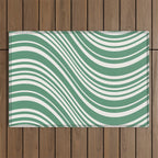 Wavy Stripes XXXIX - Kelly Green Outdoor Rug Gallery Image 1