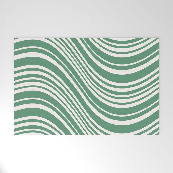 Wavy Stripes XXXIX - Kelly Green Welcome Mat Gallery Image 1