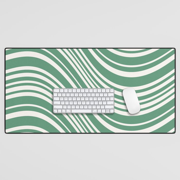 Wavy Stripes XXXIX - Kelly Green Desk Mat Gallery Image 1