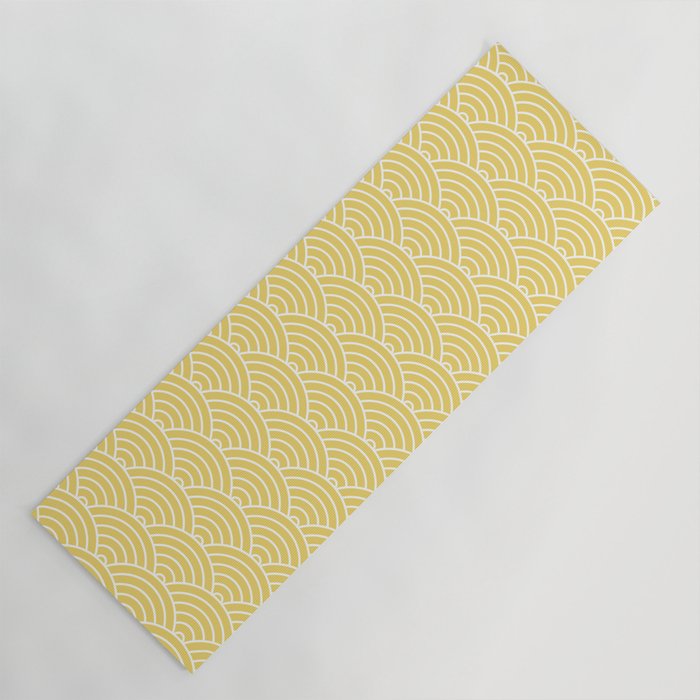 Japanese Waves Pattern Yellow Yoga Mat Gallery Image 1