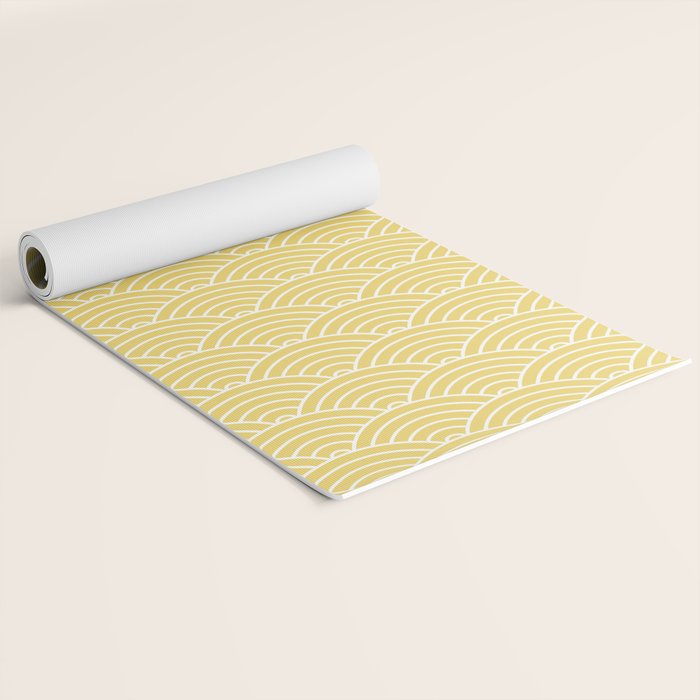 Japanese Waves Pattern Yellow Yoga Mat Gallery Image 2
