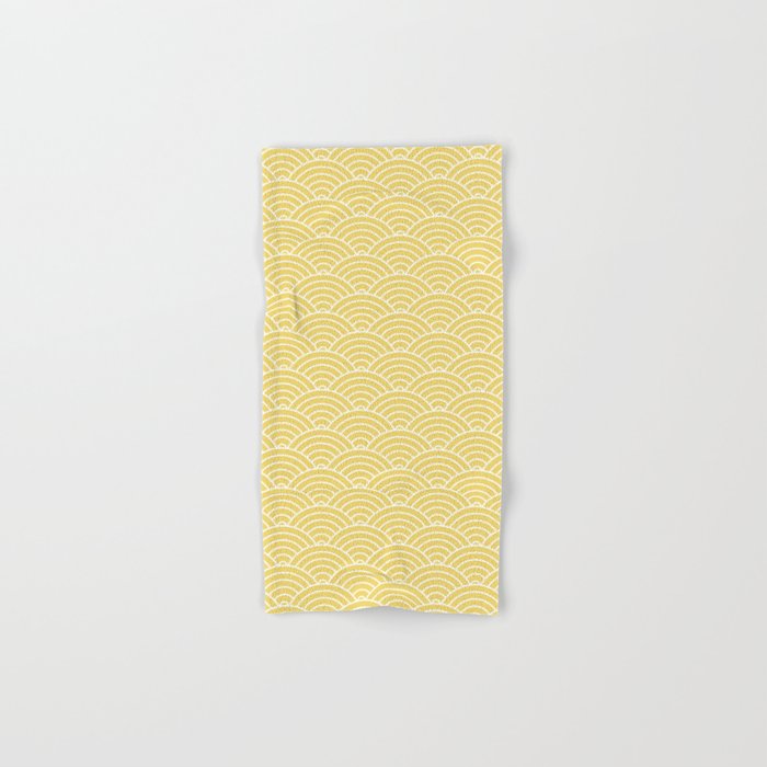 Japanese Waves Pattern Yellow Bath Towel Gallery Image 1