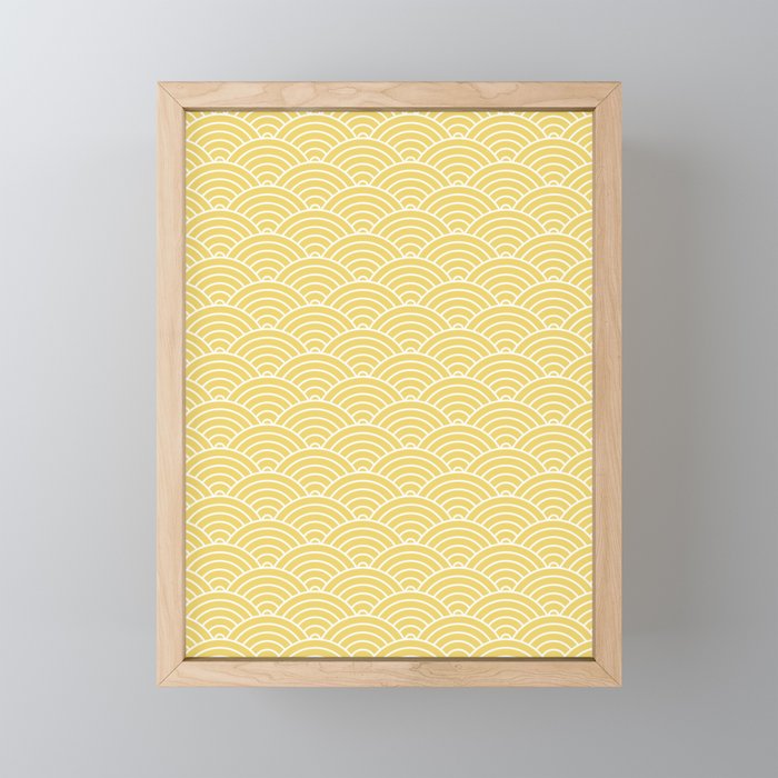 Japanese Waves Pattern Yellow Mini Art Print Gallery Image 1