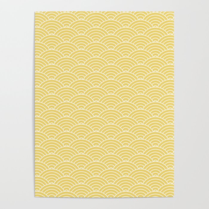 Japanese Waves Pattern Yellow Poster Gallery Image 4