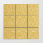 Japanese Waves Pattern Yellow Wood Wall Art Gallery Image 1