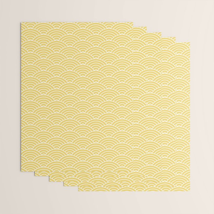 Japanese Waves Pattern Yellow Wrapping Paper Gallery Image 3