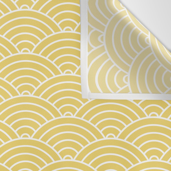 Japanese Waves Pattern Yellow Wall Tapestry Gallery Image 3