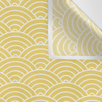 Japanese Waves Pattern Yellow Wall Tapestry Gallery Image 3