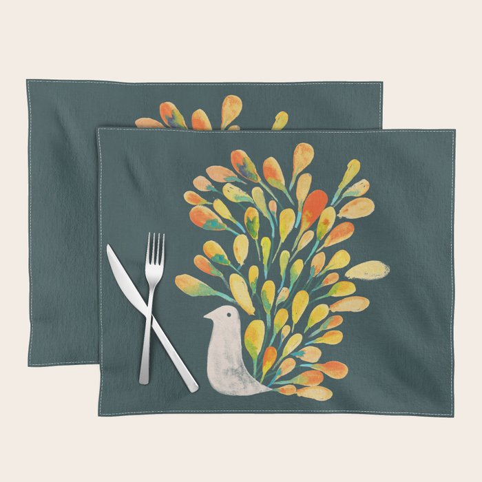 Watercolor Peacock Placemat Gallery Image 1