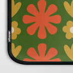 Scandi Floral Grid Retro Pattern Green Ochre Orange Cream Laptop Sleeve Gallery Image 3