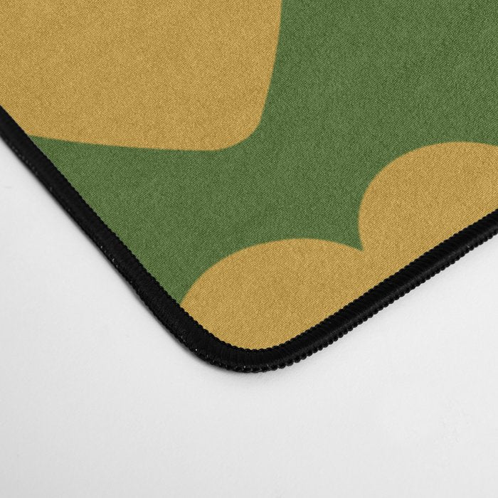 Scandi Floral Grid Retro Pattern Green Ochre Orange Cream Desk Mat Gallery Image 4
