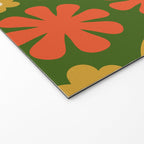 Scandi Floral Grid Retro Pattern Green Ochre Orange Cream Welcome Mat Gallery Image 2