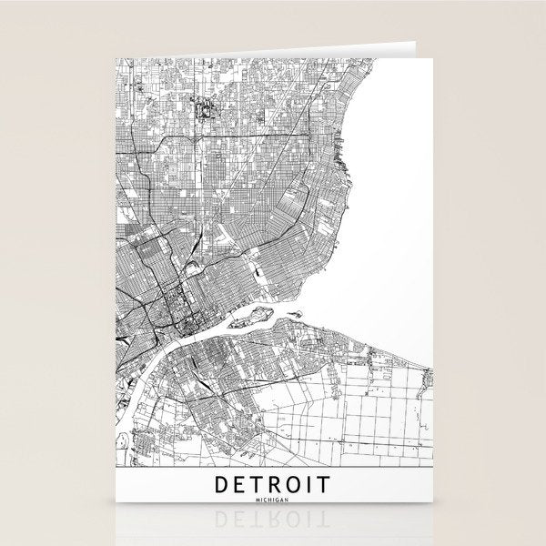 Detroit White Map Stationery Card Gallery Image 2