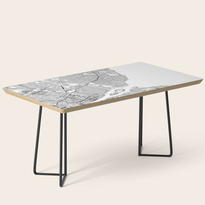 Detroit White Map Coffee Table Gallery Image 1