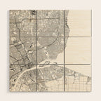 Detroit White Map Wood Wall Art Gallery Image 1