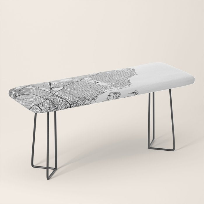 Detroit White Map Bench Gallery Image 1