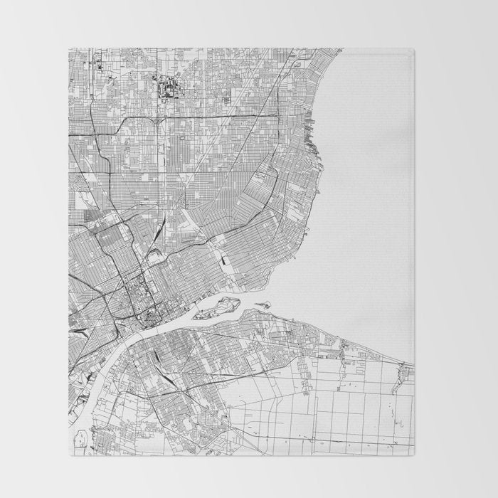 Detroit White Map Throw Blanket Gallery Image 2