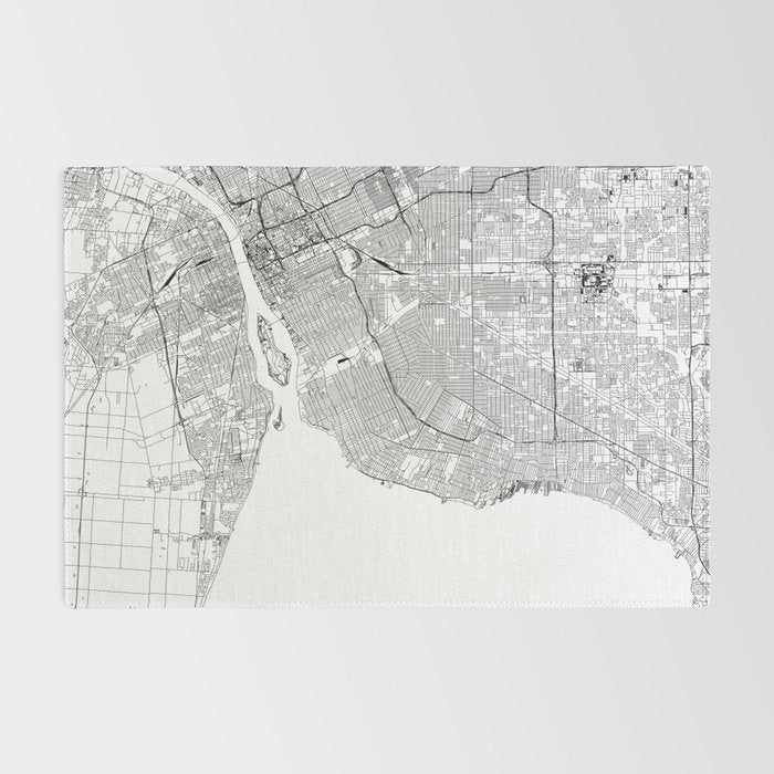 Detroit White Map Rug Gallery Image 2