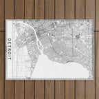 Detroit White Map Outdoor Rug Gallery Image 1