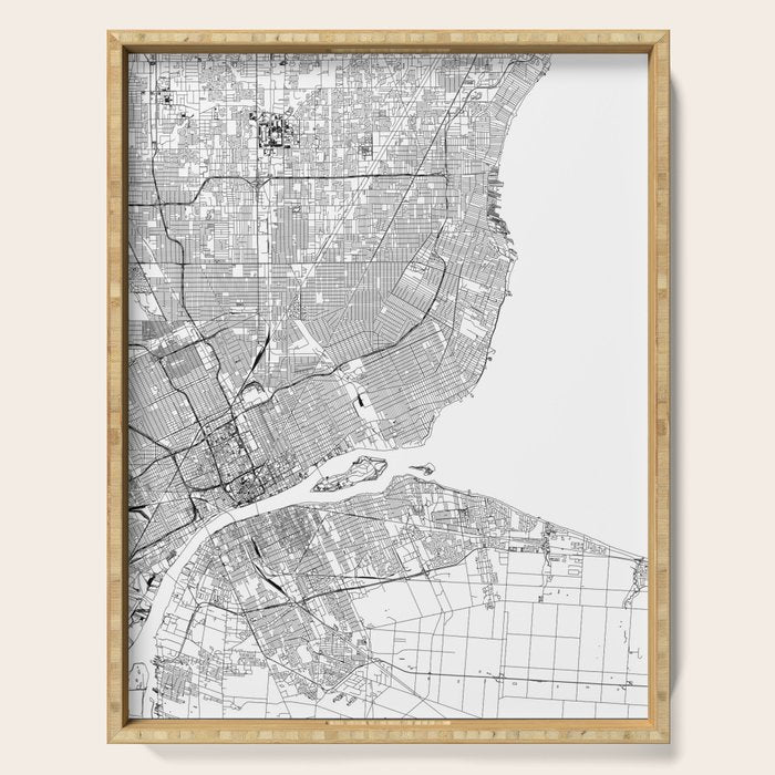 Detroit White Map Serving Tray Gallery Image 1