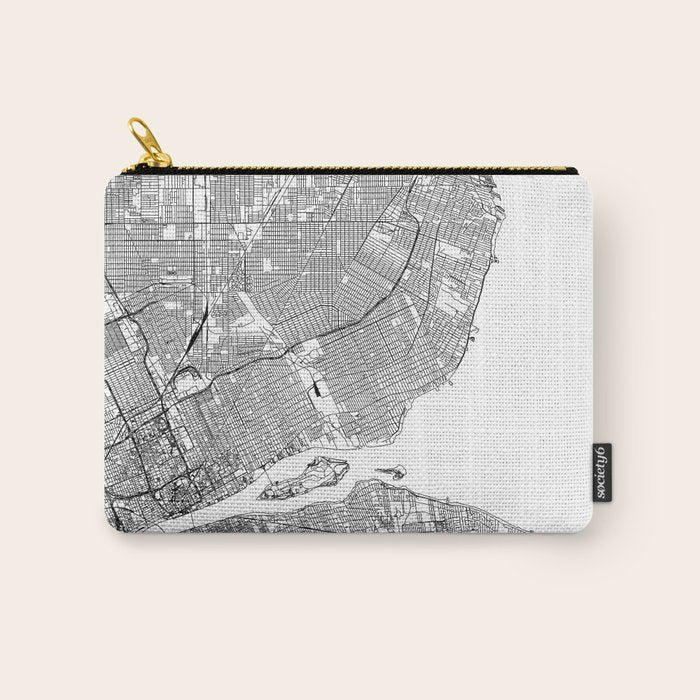Detroit White Map Carry All Pouch Gallery Image 1