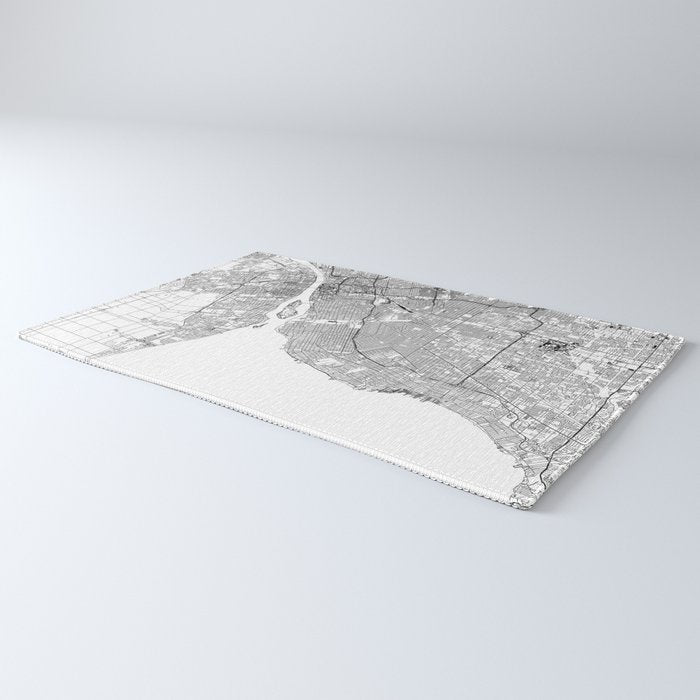 Detroit White Map Rug Gallery Image 3