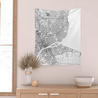 Detroit White Map Wall Tapestry Gallery Image 2