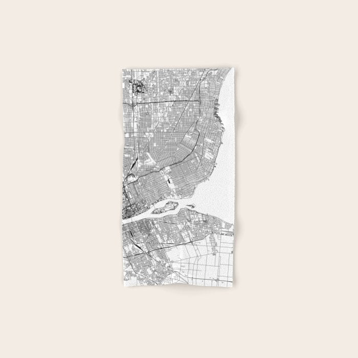 Detroit White Map Bath Towel Gallery Image 1