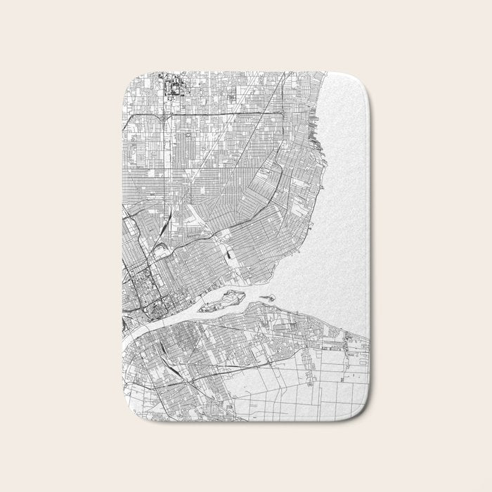 Detroit White Map Bath Mat Gallery Image 1