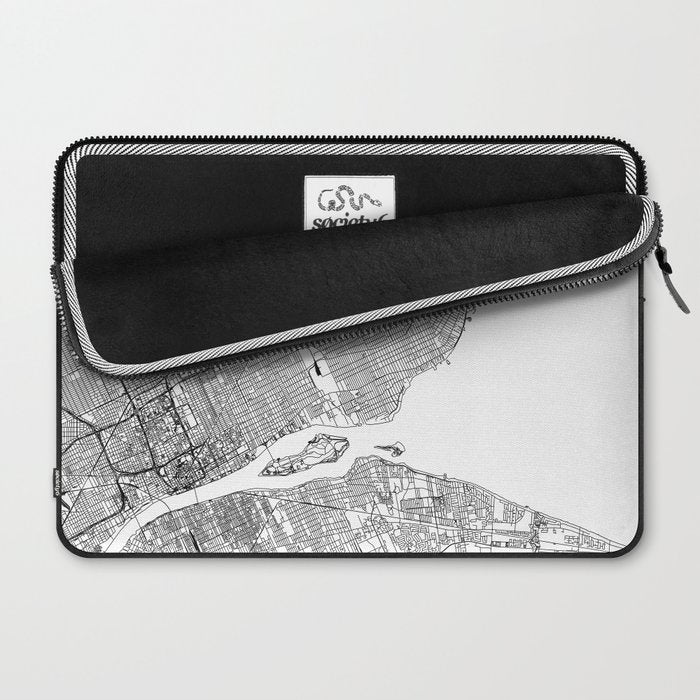 Detroit White Map Laptop Sleeve Gallery Image 2