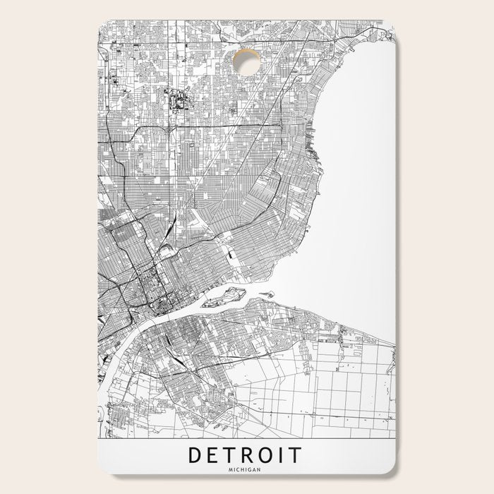 Detroit White Map Cutting Board Gallery Image 1