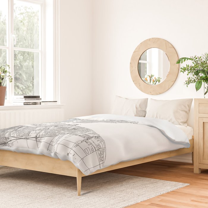Detroit White Map Duvet Cover Gallery Image 2