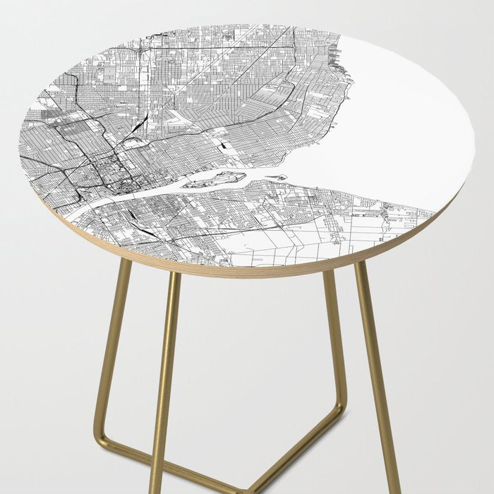 Detroit White Map Side Table Gallery Image 2