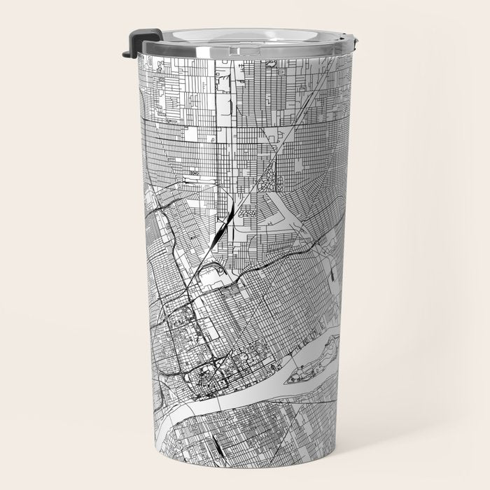 Detroit White Map Travel Mug Gallery Image 3