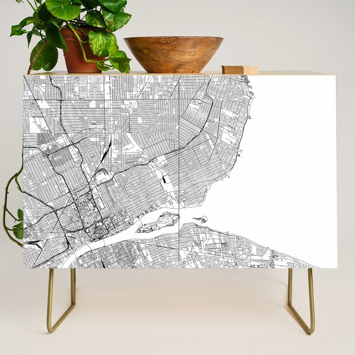 Detroit White Map Credenza Gallery Image 1