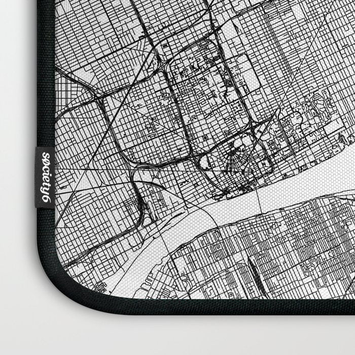 Detroit White Map Laptop Sleeve Gallery Image 3